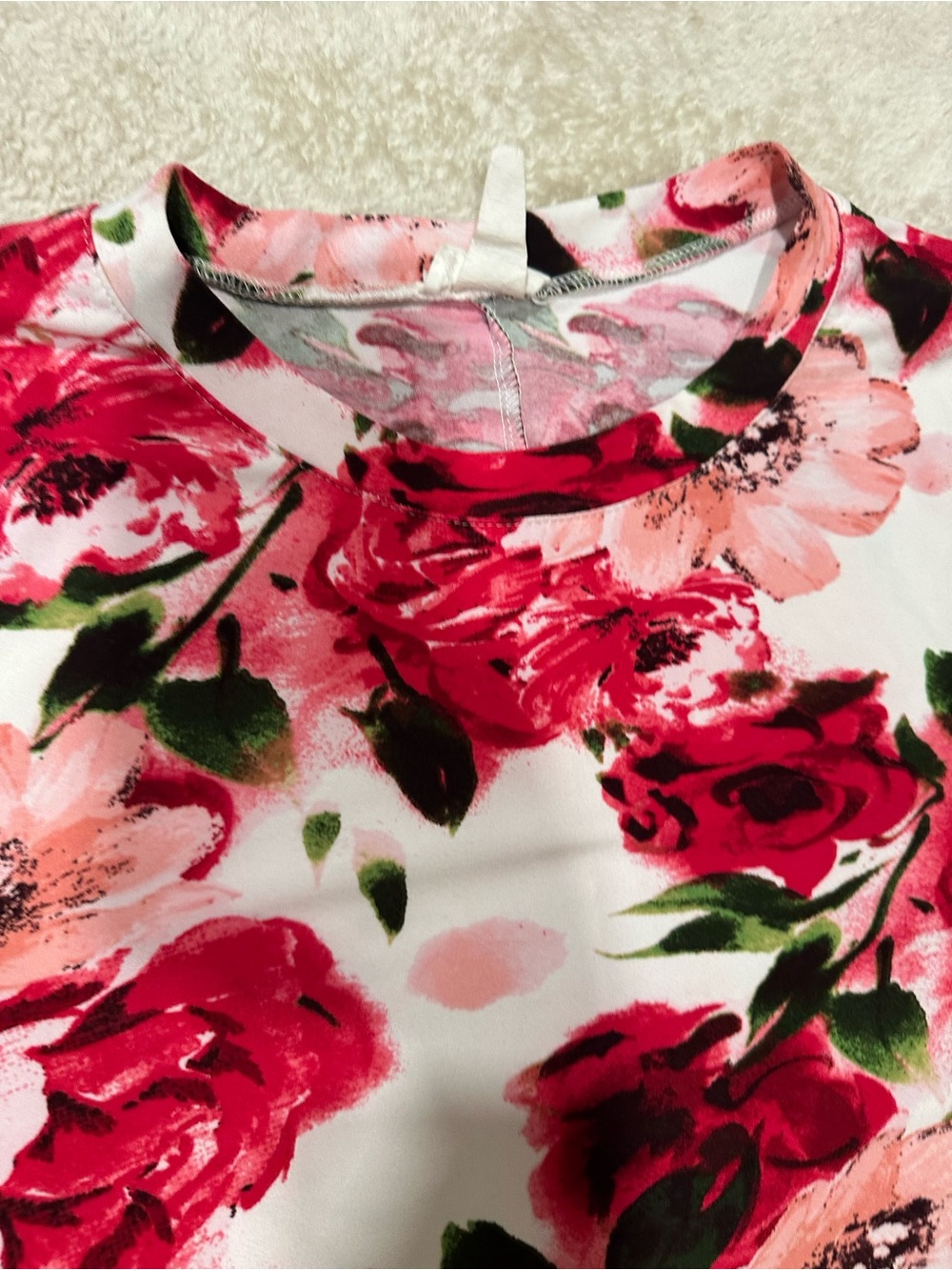 Floral Pink & Red Women’s Soft Dress - Picture 2 of 6